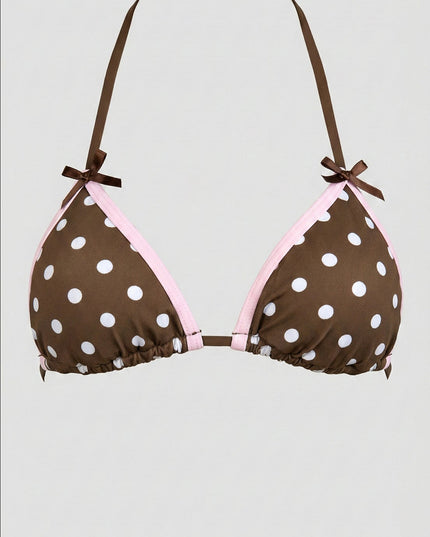 Brown Polka Dot Bikini Set