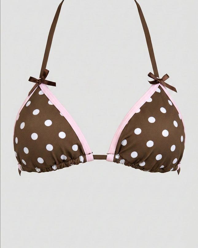 Brown Polka Dot Bikini Set