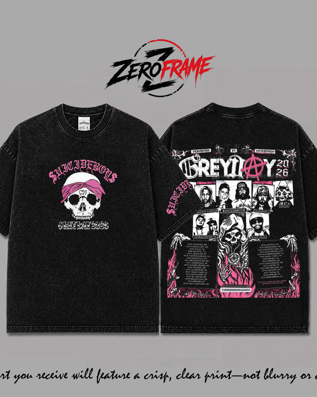 The Boys Grey Day 2026 Tour Lineup With Schedule Dates Black Washed Shirt, Unisex Rapper Clothing, Vintage Band Shirt, Rap Underground Hip Hop Streetwear, Concert Tour Merch Aesthetic, Heavyweight Cotton Unisex Tee, Gift for Music Fans