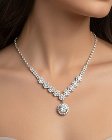 Cubic Zirconia Necklace and Earrings Set