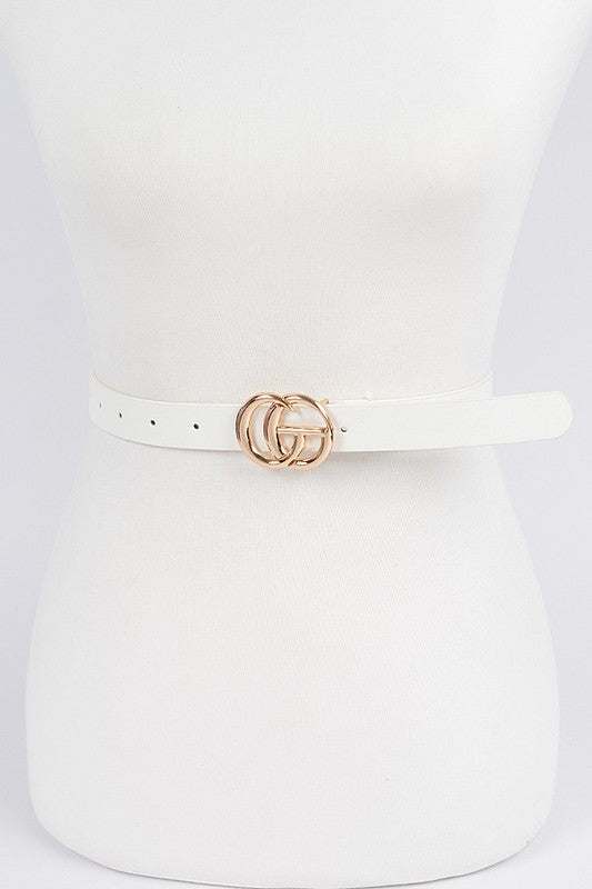 White CG Buckle Belt