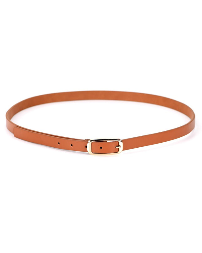 Brown Gold Buckle Thin Belt