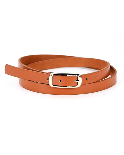 Brown Gold Buckle Thin Belt