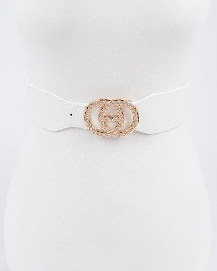Rhinestone White Elastic Belt