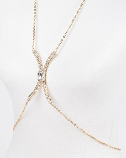 Gold Rhinestone Bra Chain