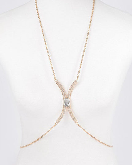 Gold Rhinestone Bra Chain