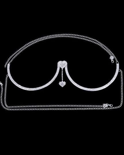 Silver Dangle Heart Bra Chain