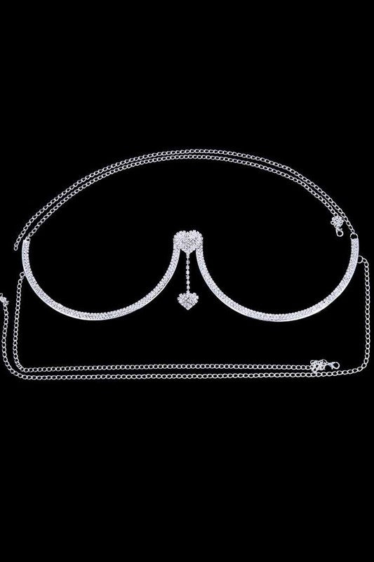 Silver Dangle Heart Bra Chain