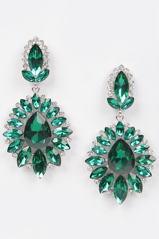 Green Ada Rhinestone Earrings