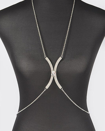 Silver Rhinestone Bra Chain