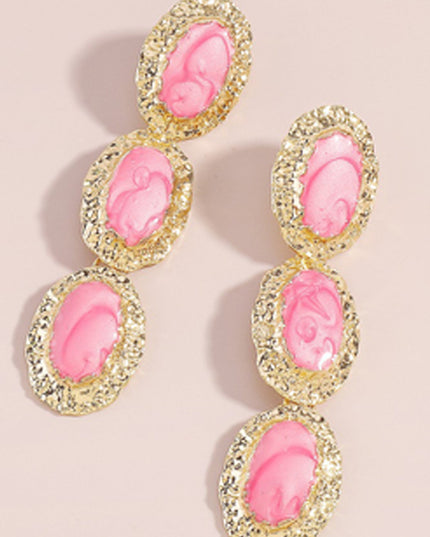 Pink Tiered Enamel Drop Earrings