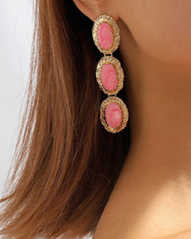 Pink Tiered Enamel Drop Earrings