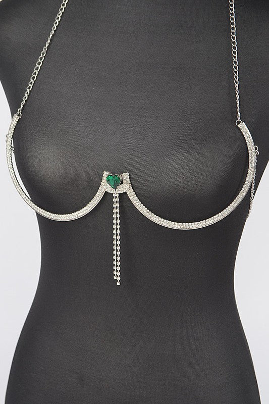 Silver Rhinestone Bra Chain