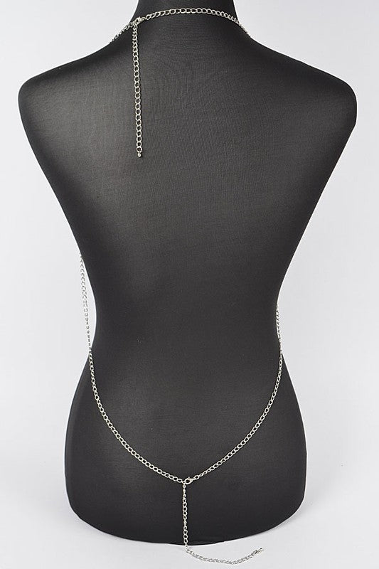 Silver Rhinestone Bra Chain