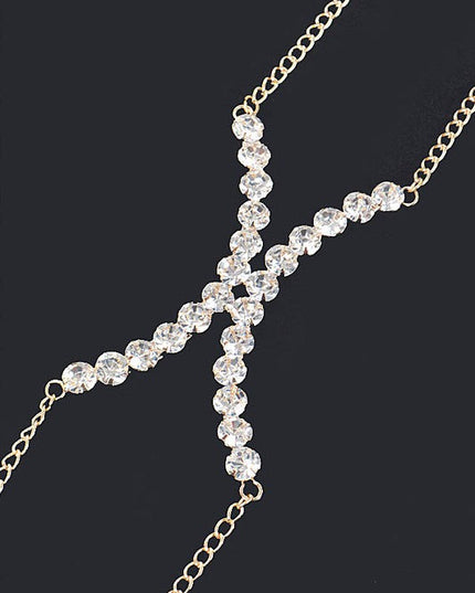 Silver Crystal Glam Rhinestone Bra Chain