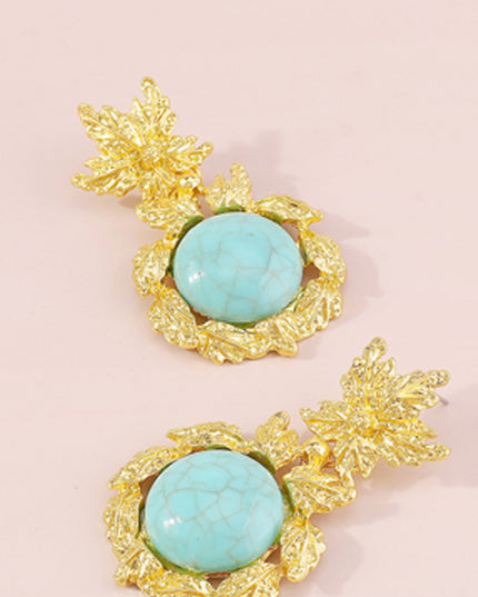 Gold Turquoise Drop Dangle Earrings