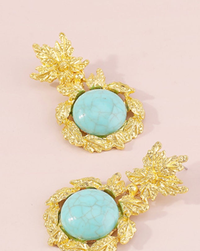 Gold Turquoise Drop Dangle Earrings
