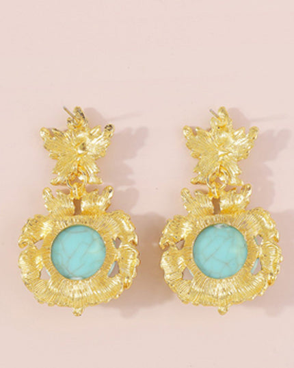 Gold Turquoise Drop Dangle Earrings