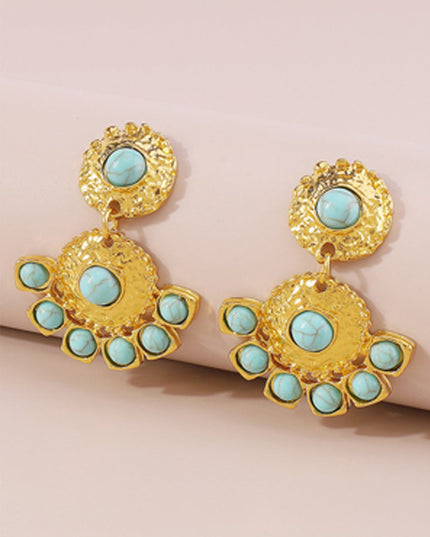 Gold Turquoise Drop Dangle Earrings