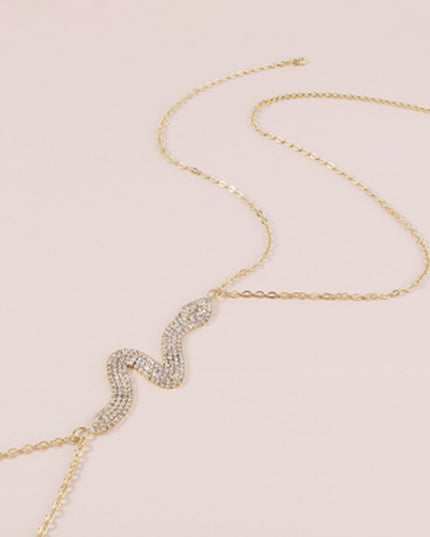 Silver Rhinestone Snake Body Chain