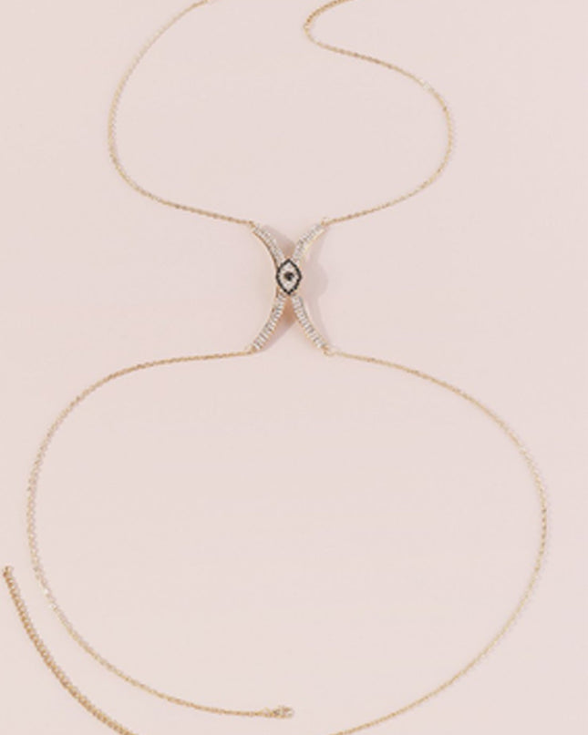 Gold Rhinestone Eye Body Waist Chain
