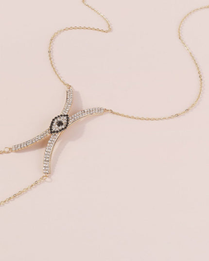 Gold Rhinestone Eye Body Waist Chain