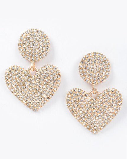 Gold Heart Rhinestone Earrings