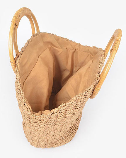 Khaki Playa Straw Tote Bag