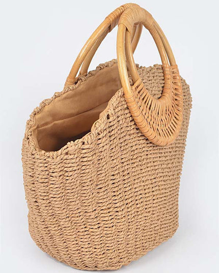 Khaki Playa Straw Tote Bag