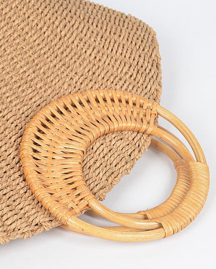 Khaki Playa Straw Tote Bag