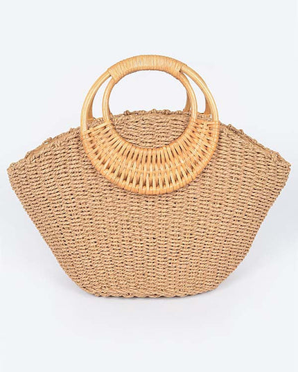 Khaki Playa Straw Tote Bag