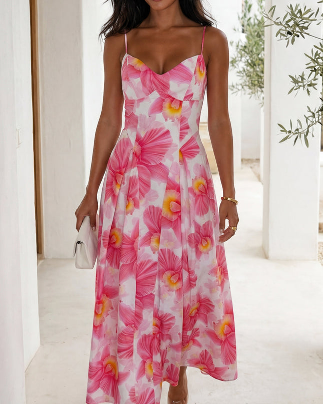 Pink Multi Floral Midi Dress
