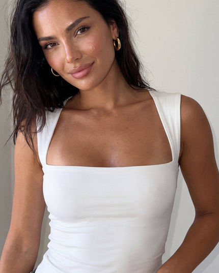 Off White Square Neck Butter Soft Top
