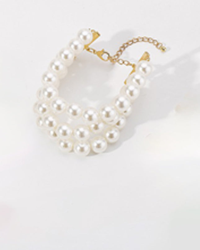 White Statement Layered Pearl Bracelet