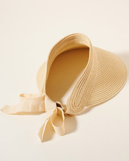 Beige Ribbon Visor Hat
