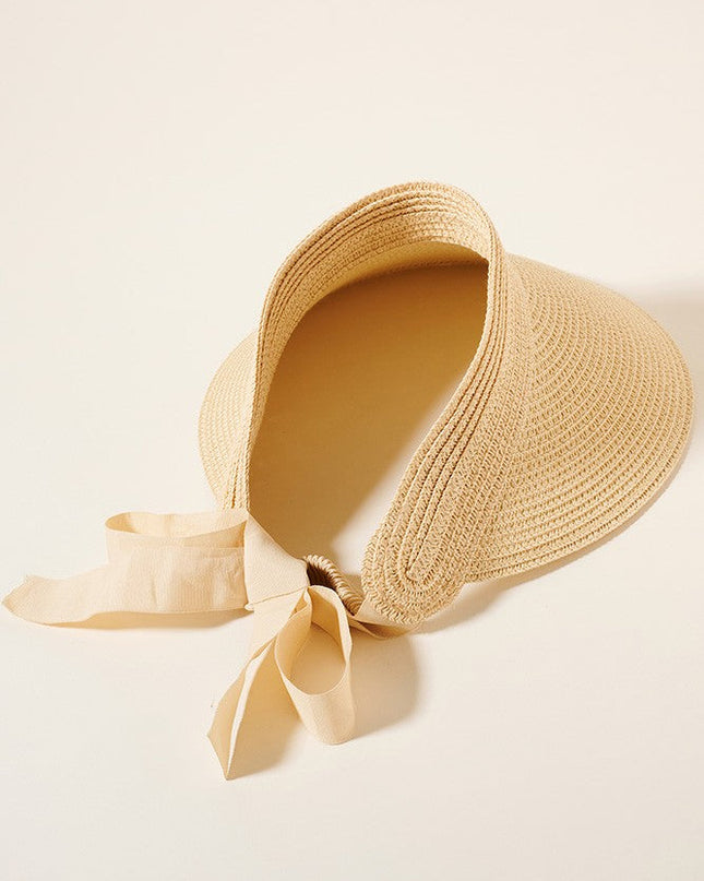Beige Ribbon Visor Hat