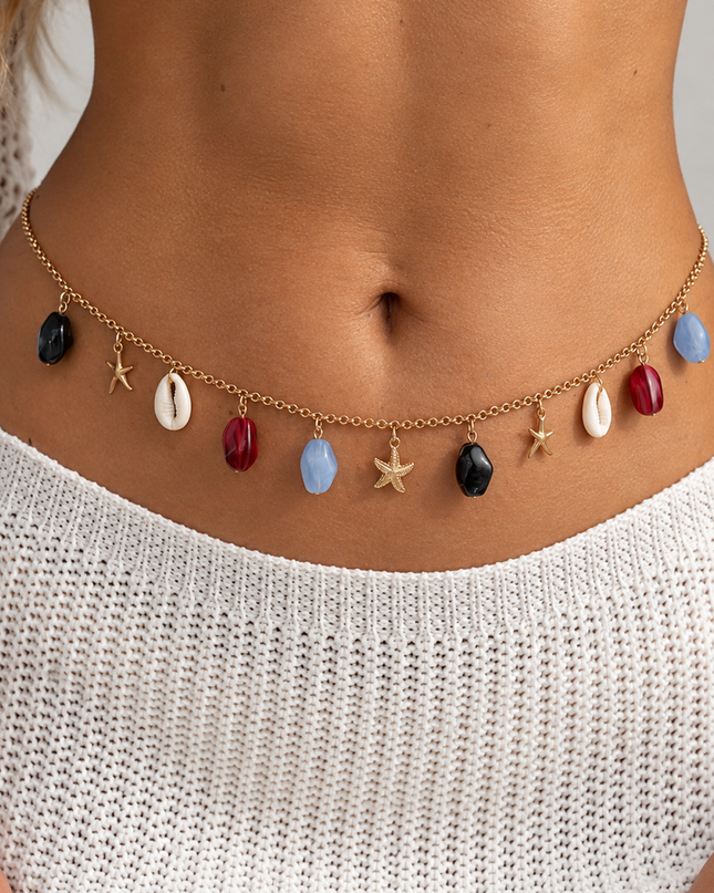 Gold Crystal Beaded Waist Chain belt