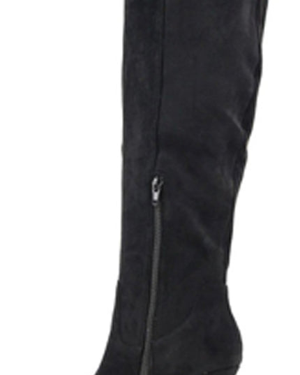Black Faux Suede Pointed Toe Boots