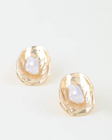 Gold Oyster Stud Earrings