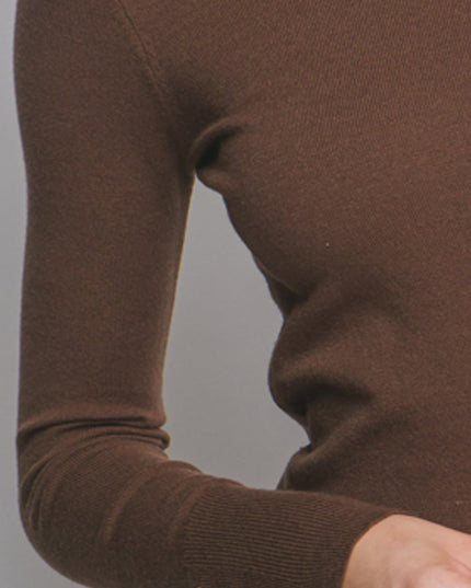Brown High Neck Long Sleeve Top