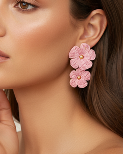 Pink Zia FLower Earrings