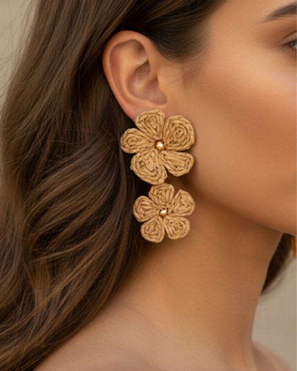 Khaki Zia FLower Earrings