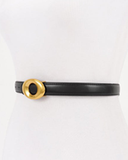 Black Buckle Faux Leather Belt