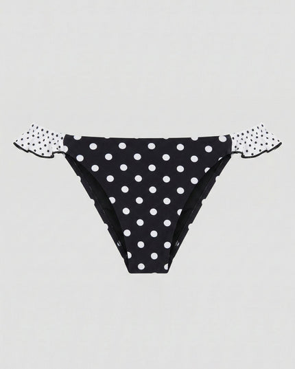 Black Ruffle Polka Dot Bikini Set