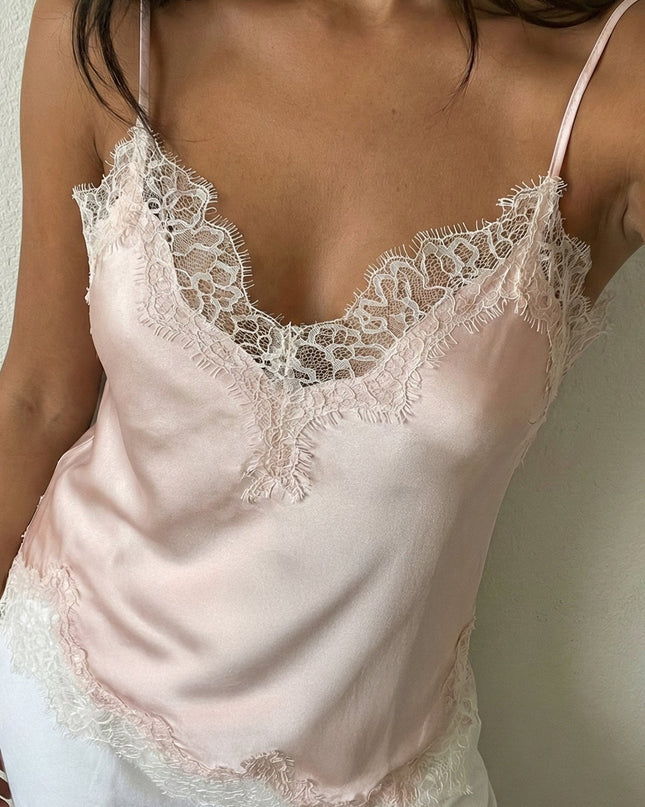 Pink Lace Satin Cami