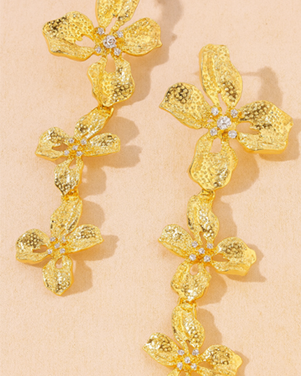Gold Flower Metal Earrings