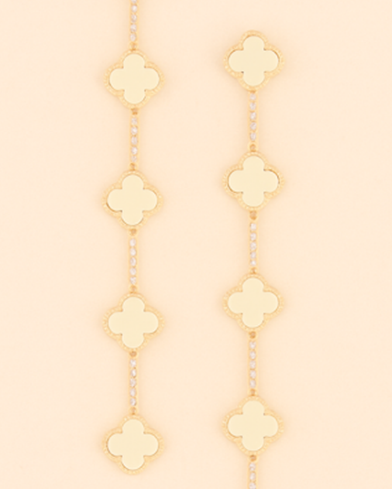 Ivory Clover Charm Drop Earrings
