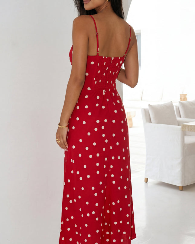 Red Polka Dot Maxi Dress