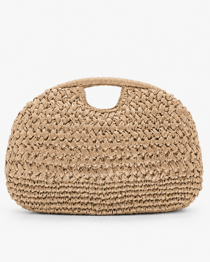 Beige Woven Clutch Bag