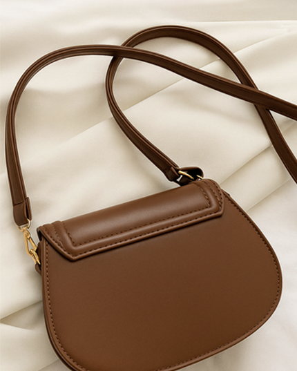 Brown Faux Leather Crossbody Bag